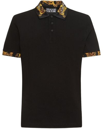 Versace Poloshirt mit Couture-Print - Schwarz
