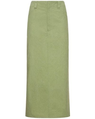 AURALEE Cotton Canvas Midi Skirt - Green