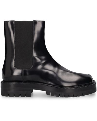 Maison Margiela Mm Tabi Brushed Leather Ankle Boots - Black