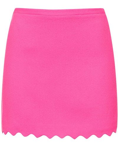 Mach & Mach Wavy Trimmed Wool Mini Skirt - Pink