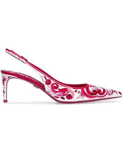 Dolce & Gabbana 60mm Lollo Maiolica Leather Slingbacks - Pink