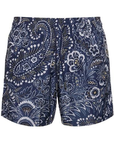 Etro Printed Swim Shorts - Blue