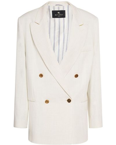 Etro Double Breasted Crepe Jacket - White