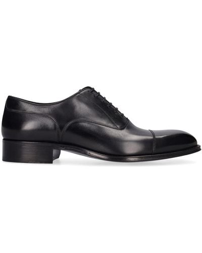 Tom Ford Claydon Burnished Leather Lace-up Shoes - Black