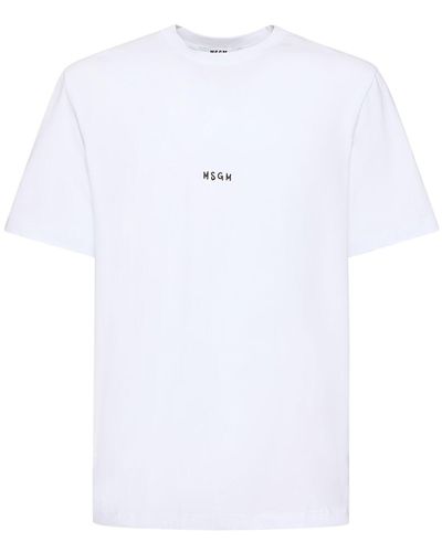 MSGM Micro Logo Cotton Jersey T-Shirt - White