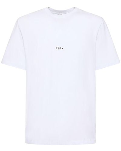 MSGM T-shirt Aus Baumwolljersey Mit Logo - Weiß
