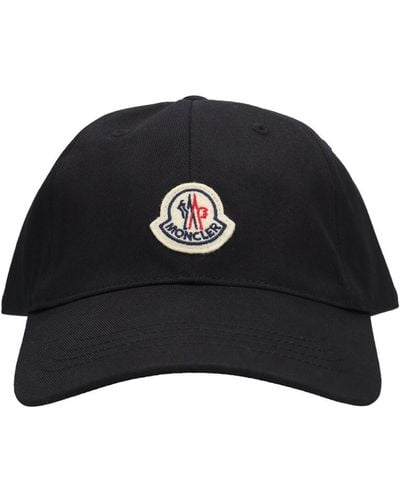 Moncler Cappello baseball in cotone con logo ricamato - Nero