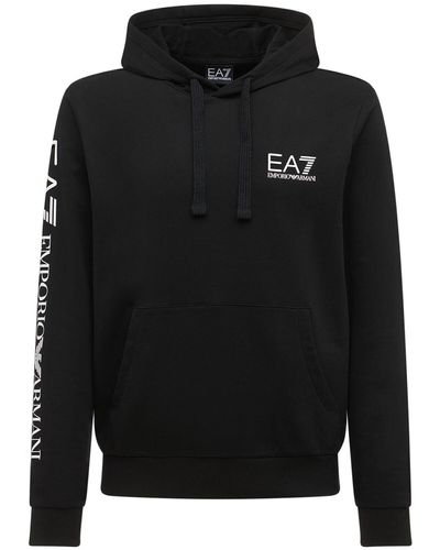 EA7 Logo Series コットンフーディー - ブラック