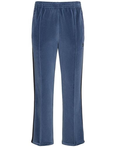 Needles Pantaloni in velour con logo - Blu
