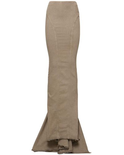 Rick Owens Denim Long Skirt W/ Train - Natural