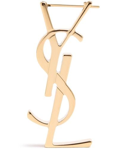 Saint Laurent Chunky Monogram Mono Earring - Metallic