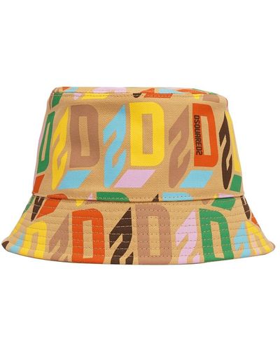 DSquared² D2 Monogram Cotton Bucket Hat - Orange