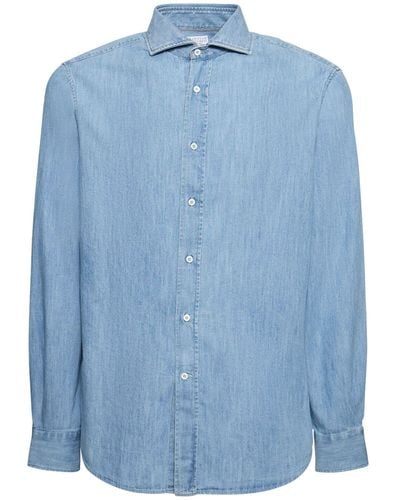 Brunello Cucinelli Leichtes Hemd Aus Baumwolldenim - Blau