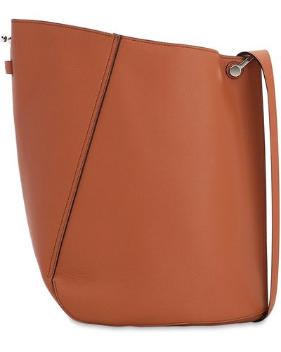 Lanvin Asymmetrical Small Bucket Shoulder Bag In Brown