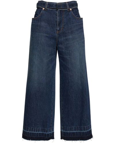 Sacai Jeans larghi vita alta in denim / cintura - Blu