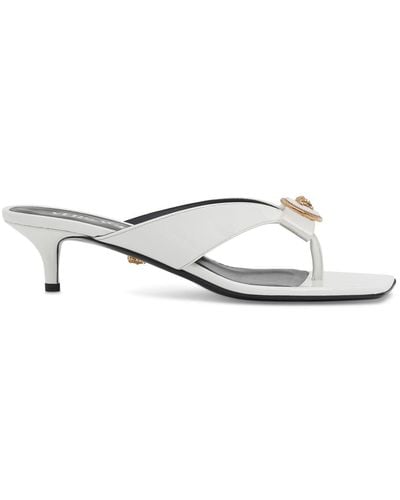 Versace 45mm Hohe Sandaletten Aus Lackleder - Weiß