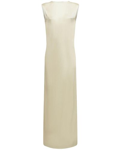 Gauchère Fluid Satin Open Back Long Dress - White