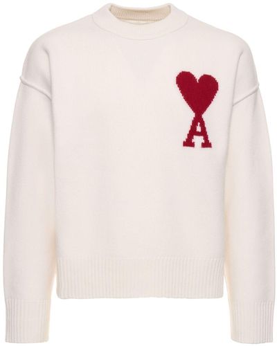 Ami Paris Ami De Caur Crewneck Sweater - Natural