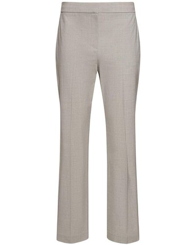 Theory Straight Wool Trousers - Grey