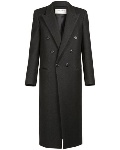 Saint Laurent Croise Long Coat - Black