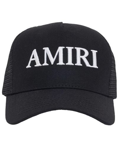 Amiri Logo Cotton Canvas Trucker Hat - Black