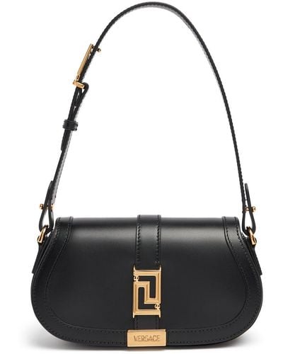 Versace Mini Greca Goddess Leather Shoulder Bag - Black