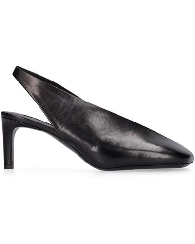 Jil Sander 65Mm Court Leather Court Shoes - Black