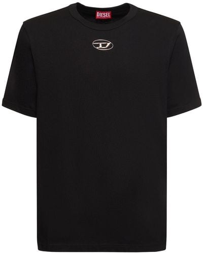 DIESEL T-shirt Aus Jersey Mit Druck "oval-d" - Schwarz