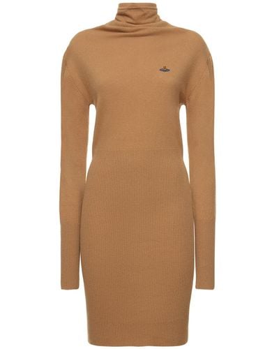 Vivienne Westwood Bea Wool & Cashmere L/S Mini Dress - Brown