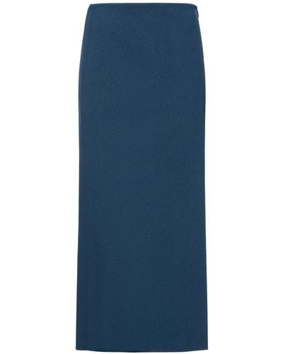 Tory Burch Stretch Faille Long Wrap Skirt - Blue