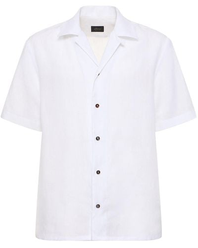 Brioni Camisa de lino con manga corta - Blanco