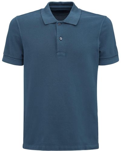 Tom Ford ガーメントダイコットンポロシャツ - ブルー