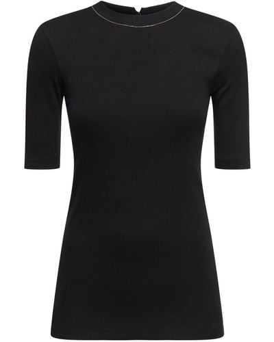 Brunello Cucinelli Jersey 3/4 Sleeve T-Shirt - Black