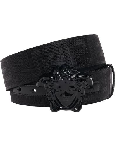 Versace 4cm Medusa Tech & Leather Belt - Black
