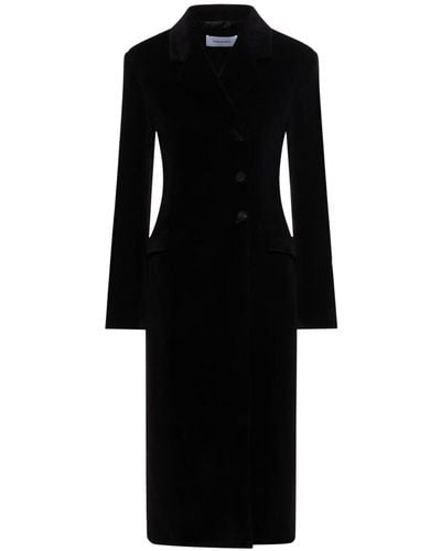 Ferragamo Flocked Velvet Double Breasted Coat - Black