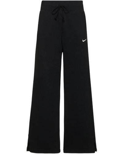 Nike Pantaloni larghi vita alta in misto cotone - Nero