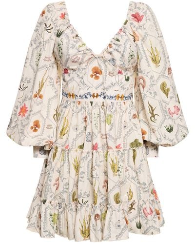 Agua Bendita Honor Encaje Cotton Mini Dress - Natural