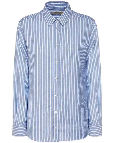 Weekend by Maxmara Mino Striped Oxford Cotton Regular Shirt - Blue