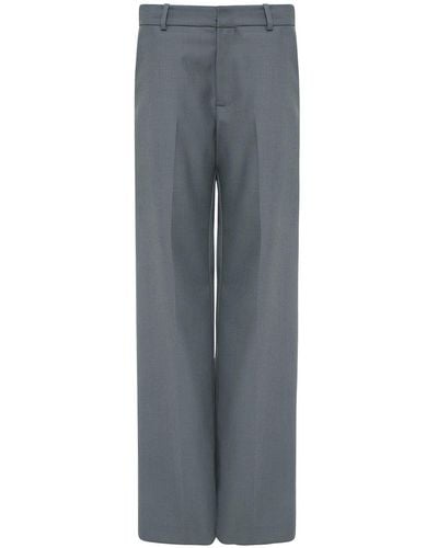 St. Agni Carter Wool Blend Straight Trousers - Grey