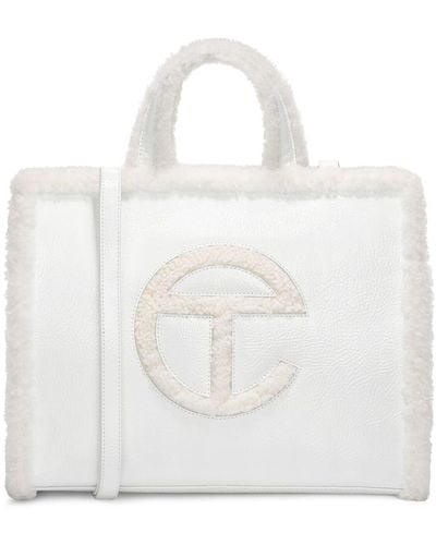 UGG X TELFAR Medium Telfar Crinkle Patent Shopper Bag - White
