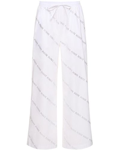 ROTATE BIRGER CHRISTENSEN Polly Crystal Logo Organic Cotton Trousers - White