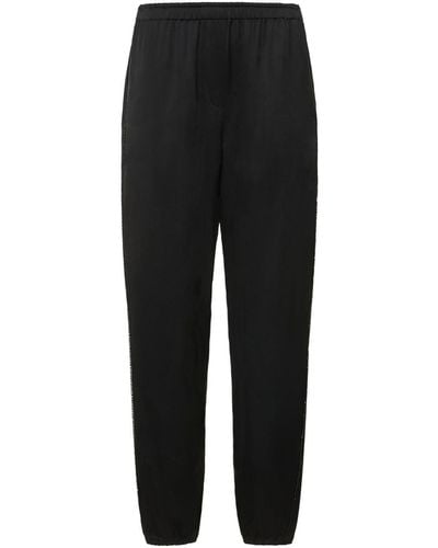 Giorgio Armani Fluid Silk Satin Wide Trousers - Black