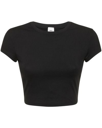 Alo Yoga T-shirt à manches courtes alosoft finesse - Noir