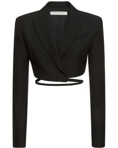 Philosophy Di Lorenzo Serafini Blazer court en grain de poudre technique - Noir