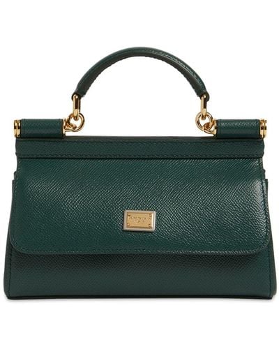 Dolce & Gabbana Mini Sicily Dauphine Leather Top Handle - Green
