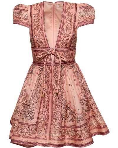 Zimmermann Matchmaker Structured Linen Mini Dress - Pink