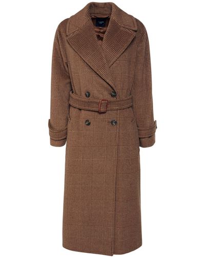 Weekend by Maxmara Garbo Prince Of Wales Belted Long Coat - Brown