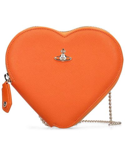 Vivienne Westwood Saffiano New Heart Leather Shoulder Bag - Orange