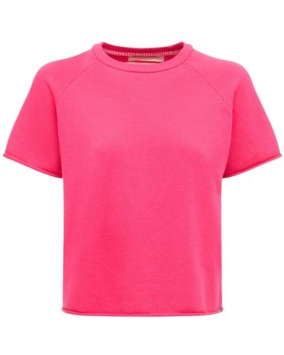 Extreme Cashmere Top Cropped Teddy In Misto Cashmere - Rosa