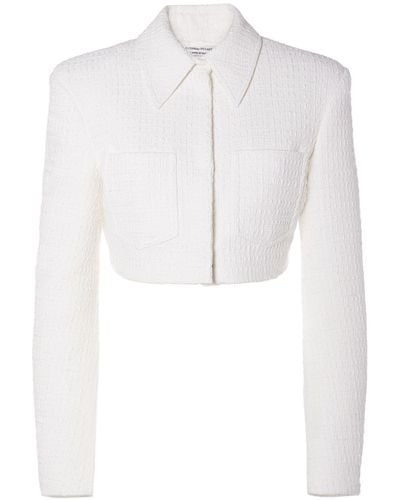 ALESSANDRO VIGILANTE Cropped Tweed Blazer - White